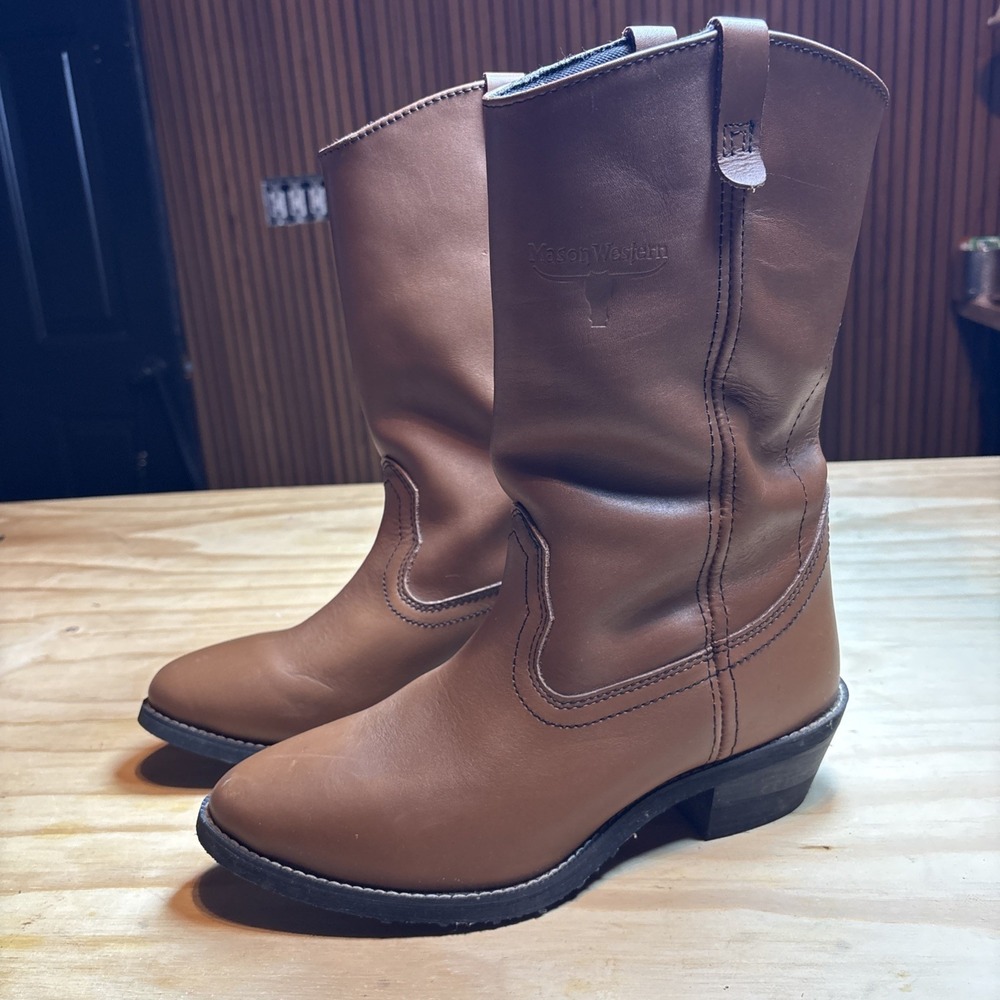 Mason Western Brown Western Men's Boots Sz 10 D 607628 Excellent Cond.